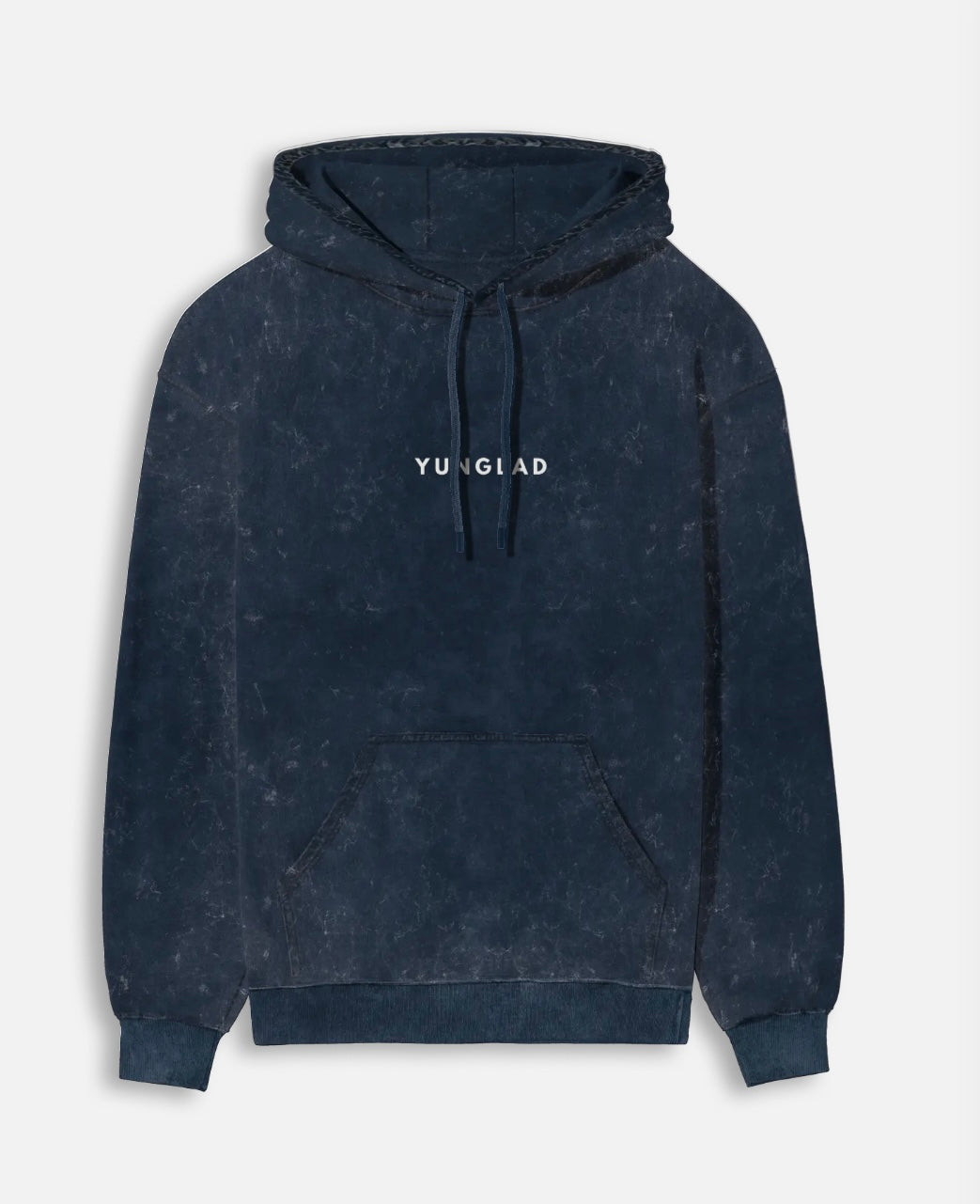YUNGLAD Navy Blue Acid Wash Hoodie