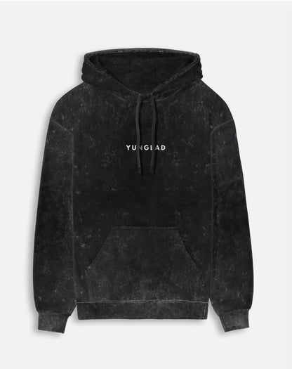 YUNGLAD Black Acid Wash Hoodie