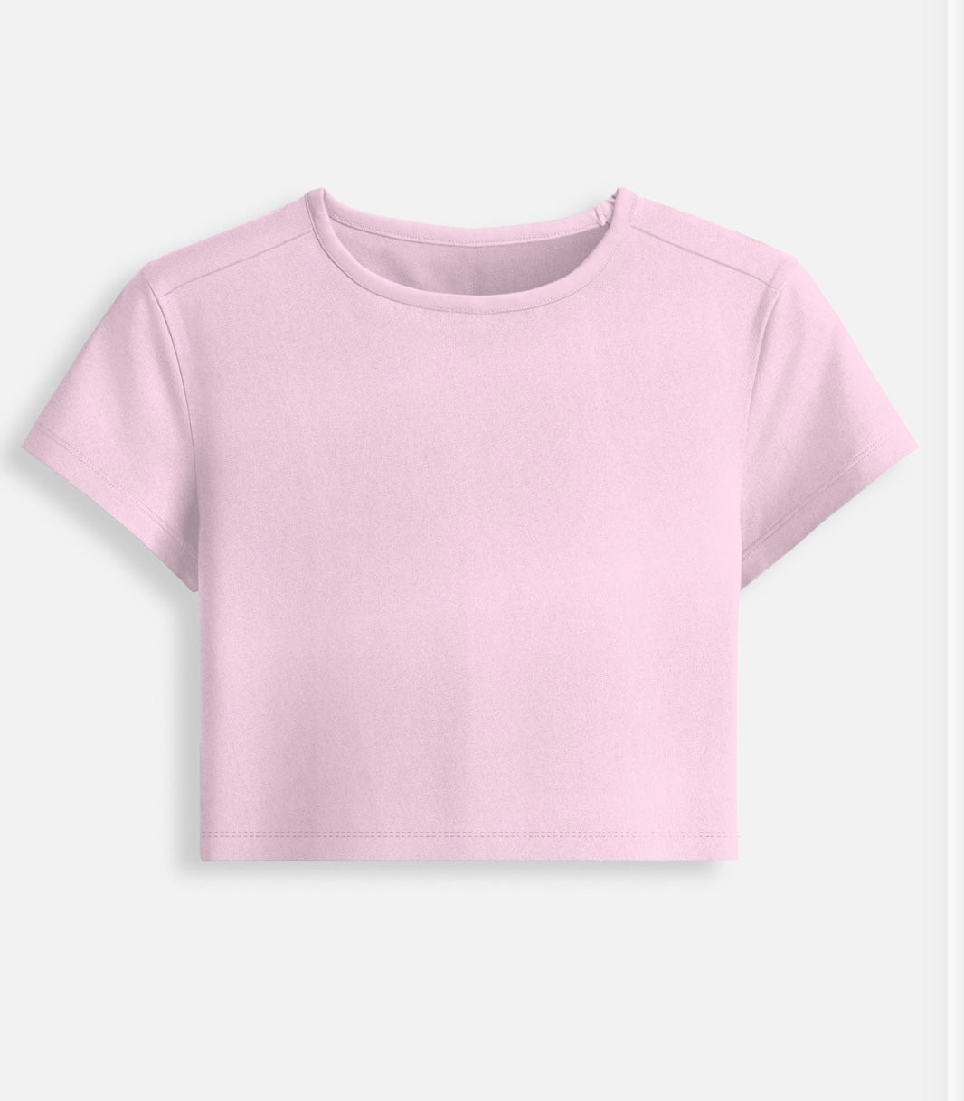 Women's Light Pink Cotton Short Sleeve Crop Top