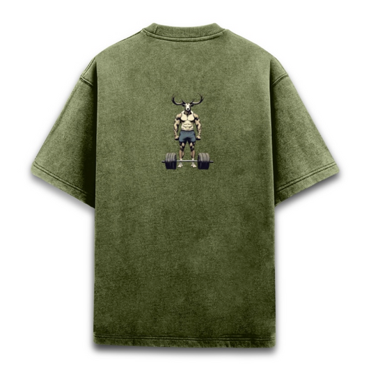 "The Iron Antler" Oversized Gym & Lifestyle T-Shirt - Muscular Moose/Deer Graphic