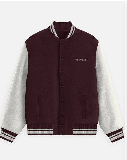 YUNGLAD "The Original" Maroon & White Varsity Jacket