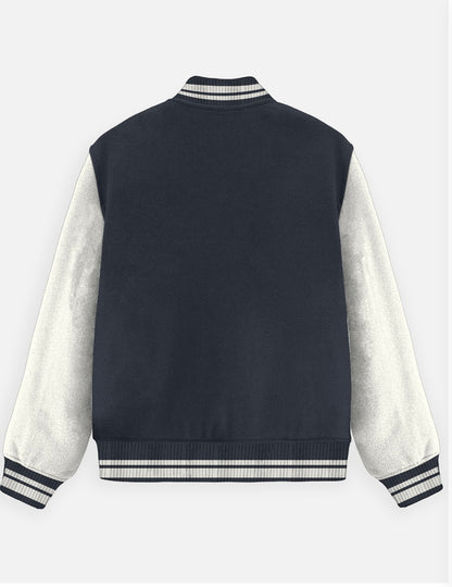 YUNGLAD Navy Blue & Grey Classic Varsity Jacket